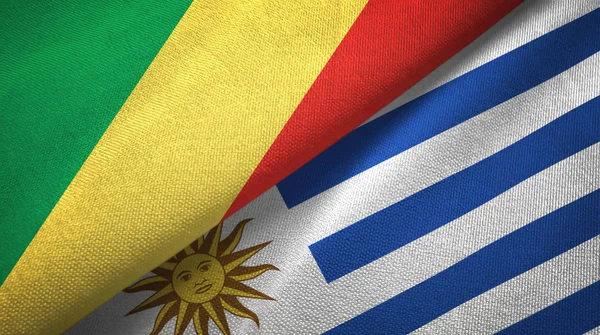 Kongo und Uruguay zwei Flaggen Textiltuch, Textur — Stockfoto