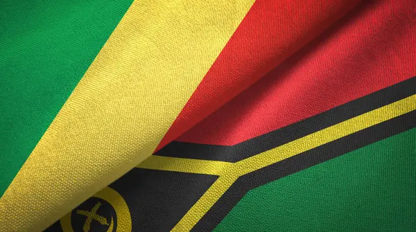 Congo e Vanuatu due bandiere tessuto, tessitura del tessuto — Foto Stock