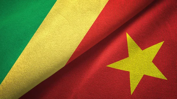 Kongo und Vietnam zwei Flaggen Textiltuch, Textilstruktur — Stockfoto