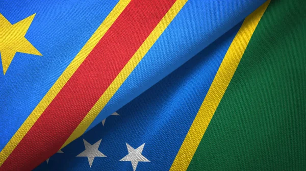 Kongo Demokratik Cumhuriyeti ve Solomon Adaları iki bayrak tekstil kumaş