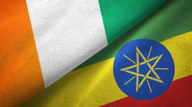 Cote divoire ve Etiyopya iki bayraklar tekstil kumaş, kumaş doku
