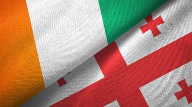 Cote divoire ve Gürcistan iki bayraklar tekstil kumaş, kumaş doku