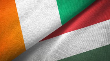 Cote divoire ve Macaristan iki bayraklar tekstil kumaş, kumaş doku