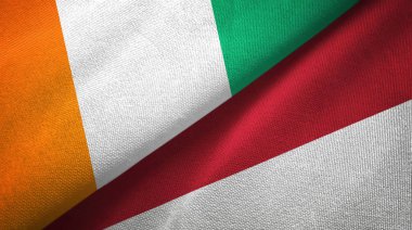 Cote divoire ve Endonezya iki bayraklar tekstil kumaş, kumaş doku