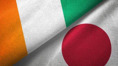 Cote divoire ve Japonya iki bayraklar tekstil kumaş, kumaş doku