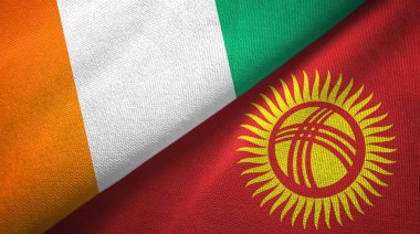 Cote divoire ve Kırgızistan iki bayrak tekstil kumaş, kumaş doku