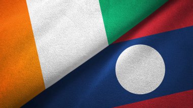 Cote divoire ve Laos iki bayraklar tekstil bez.