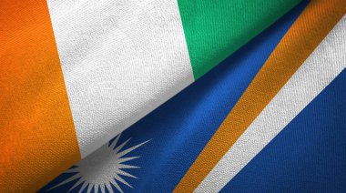 Cote divoire ve Marshall Adaları iki bayraklar tekstil kumaş, kumaş doku