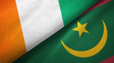 Cote divoire ve Moritanya iki bayraklar tekstil kumaş, kumaş doku