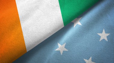 Cote divoire ve Mikronezya iki bayraklar tekstil kumaş, kumaş doku