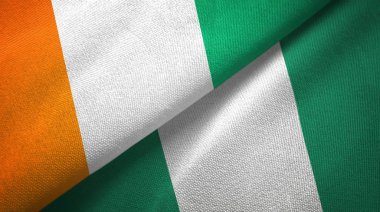 Cote divoire ve Nijerya iki bayraklar tekstil kumaş, kumaş doku
