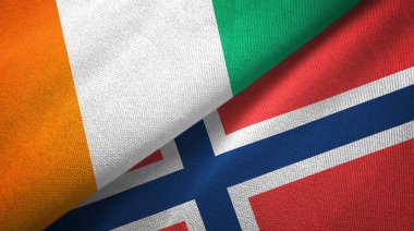 Cote divoire ve Norveç iki bayraklar tekstil kumaş, kumaş doku
