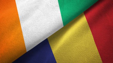 Cote divoire ve Romanya iki bayraklar tekstil kumaş, kumaş doku
