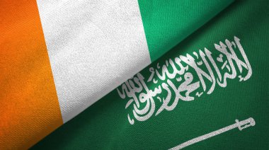 Cote divoire ve Suudi Arabistan bayrakları tekstil bezi