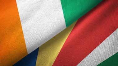 Cote divoire ve Seyşeller iki bayrak tekstil kumaş, kumaş doku