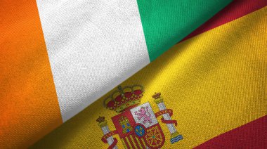 Cote divoire ve İspanya iki bayraklar tekstil kumaş, kumaş doku