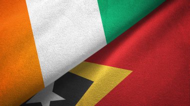 Cote divoire ve Timor-Leste Doğu Timor iki bayraklar tekstil kumaş, kumaş doku