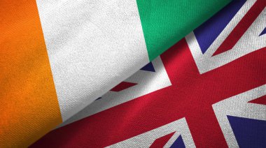 Cote divoire ve İngiltere iki bayraklar tekstil kumaş, kumaş doku