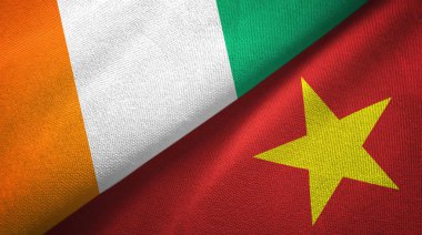 Cote divoire ve Vietnam iki bayraklar tekstil kumaş, kumaş doku
