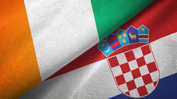 Cote dIvoire and Croatia two flags textile cloth, fabric texture — Stock Photo, Image