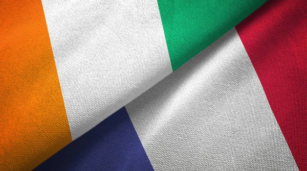 コートディボアとフランス2つの旗織物布、生地の質感 — ストック写真