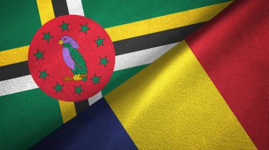 Dominika ve Çad iki bayraklar tekstil kumaş, kumaş doku 