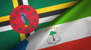 Dominika ve Ekvator Ginesi iki bayraklar tekstil kumaş, kumaş doku