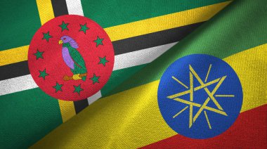 Dominika ve Etiyopya iki bayraklar tekstil kumaş, kumaş doku