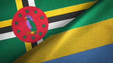 Dominika ve Gabon iki bayraklar tekstil kumaş, kumaş doku