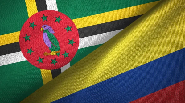 Dominique et la Colombie deux drapeaux tissu textile, texture du tissu — Photo
