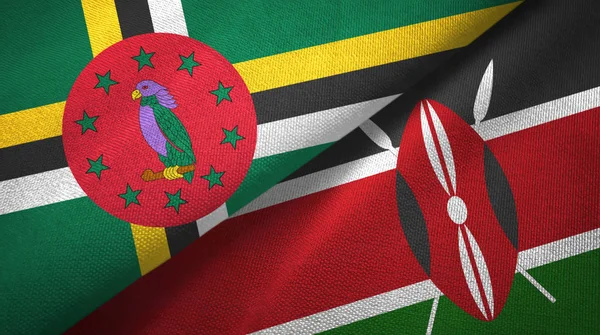 Dominica e Kenya due bandiere tessuto, tessitura tessuto — Foto Stock