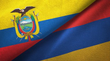Ekvador ve Ermenistan iki bayrak tekstil kumaş, kumaş doku 
