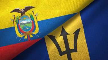 Ekvador ve Barbados iki bayraklar tekstil kumaş, kumaş doku 