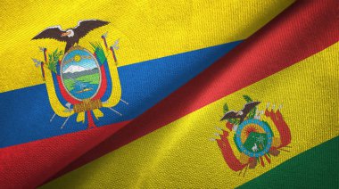 Ekvador ve Bolivya iki bayraklar tekstil kumaş, kumaş doku 
