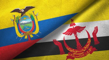 Ekvador ve Brunei iki bayrak tekstil bez
