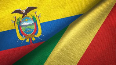 Ekvador ve Kongo iki bayraklar tekstil kumaş, kumaş doku 