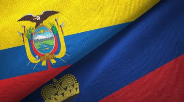 Ekvador ve Lihtenştayn iki bayrak tekstil kumaş, kumaş doku