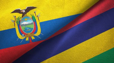 Ekvador ve Mauritius iki bayraklar tekstil kumaş, kumaş doku