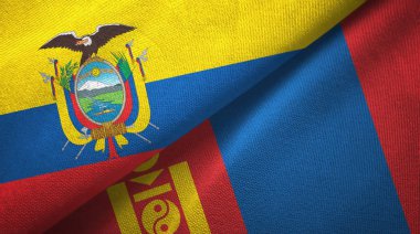 Ekvador ve Moğolistan iki bayraklar tekstil kumaş, kumaş doku