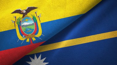 Ekvador ve Nauru iki bayraklar tekstil kumaş, kumaş doku