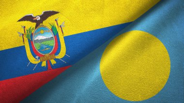 Ekvador ve Palau iki bayraklar tekstil kumaş, kumaş doku