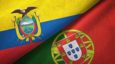 Ekvador ve Portekiz iki bayraklar tekstil kumaş, kumaş doku