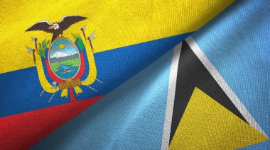 Ekvador ve Saint Lucia iki bayraklar tekstil kumaş, kumaş doku