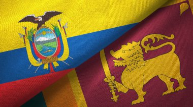 Ekvador ve Sri Lanka iki bayraklar tekstil kumaş, kumaş doku