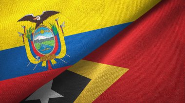 Ekvador ve Timor-Leste Doğu Timor iki bayraklar tekstil kumaş, kumaş doku