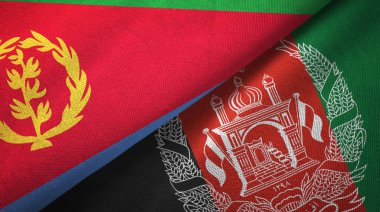 Eritre ve Afganistan iki bayrak tekstil kumaş, kumaş doku 
