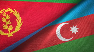 Eritre ve Azerbaycan iki bayraklı tekstil kumaş, kumaş dokusu 