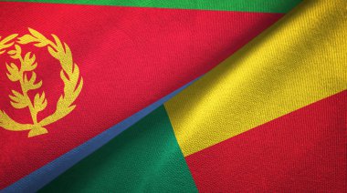 Eritre ve Benin iki bayraklı tekstil kumaş, kumaş doku 