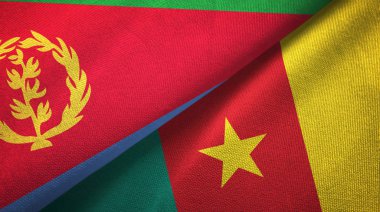 Eritre ve Kamerun iki bayraklar tekstil kumaş, kumaş doku 