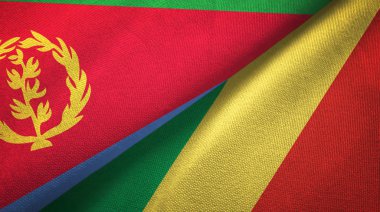 Eritre ve Kongo iki bayraklar tekstil kumaş, kumaş doku 